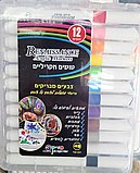 סט 12 טושים אקריליים דו צדדי מכחול - deli סט 12 טושים אקריליים דו צדדי מכחול - deli