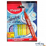 מארז 6 יח מרקרים לציור על חלון - MAYPED מארז 6 יח מרקרים לציור על חלון - MAYPED